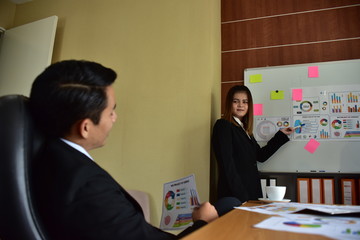 A group of young business people are meeting and having fun talking. And sometimes stressful