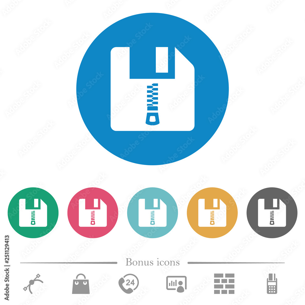 Poster compressed file flat round icons