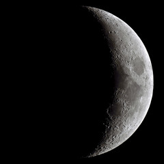 Waxing crescent Moon through a telescope