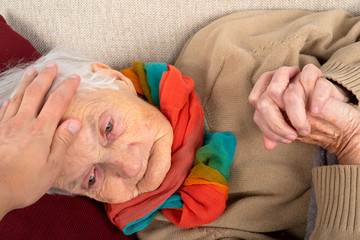 Sick elderly woman