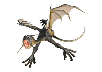 3D Rendering Fairy Tale Dragon on White