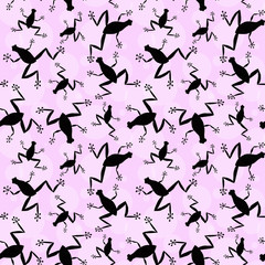 Seamless pattern with frogs. Abstract background
