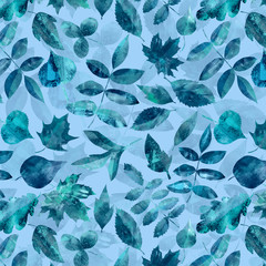 Seamless pattern of different leaves. Illustration