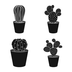 Vector illustration of cactus and pot logo. Collection of cactus and cacti stock vector illustration.