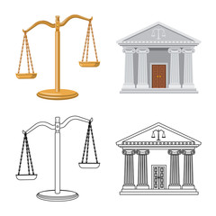 Isolated object of law and lawyer logo. Collection of law and justice vector icon for stock.