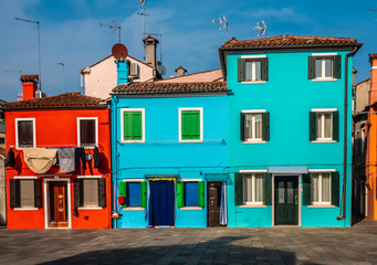 Burano, an island in the Venetian Lagoon, Venice, Veneto, northern Italy. Located at the northern end of the Lagoon, known for its lace work and brightly coloured homes.