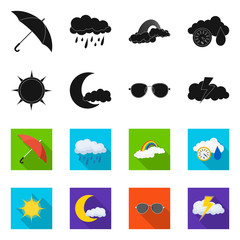 Vector design of weather and climate symbol. Set of weather and cloud stock symbol for web.