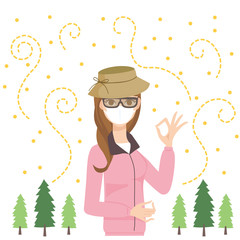 花粉対策をしている女性