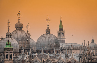Naklejka premium Saint Mark's Basilica at dusk, Venice, capital of the Veneto region, a UNESCO World Heritage Site, northeastern Italy