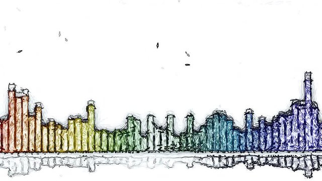 Colorful Animated Pencil Sketched Audio Peak Meter In Motion On White Background