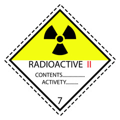 Fototapeta premium Radioactive II Materials Label for Transportation of Hazardous Materials - Class 7 vector sign symbol
