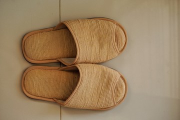 slippers on the floor
