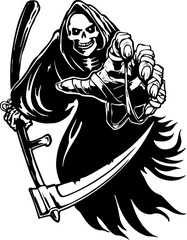 Grim Reaper Vector Illustration - obrazy, fototapety, plakaty