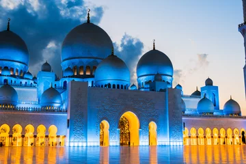 Papier Peint photo Lavable Abu Dhabi Grande Mosquée Sheikh Zayed à Abu Dhabi, Émirats Arabes Unis