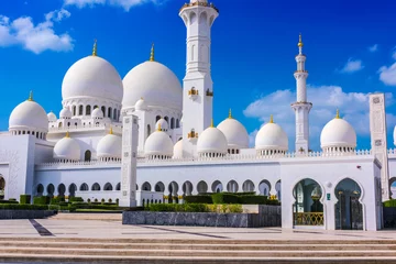 Foto op Plexiglas Grote Sheikh Zayed-moskee in Abu Dhabi, Verenigde Arabische Emiraten © monticellllo