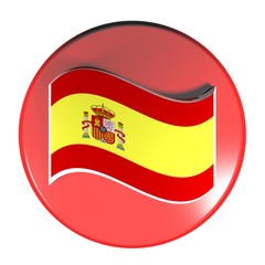 Obraz premium Red circle push button spanish flag - 3D rendering illustration