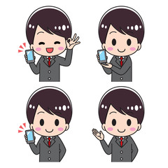 Male upper body set to recommend a smartphone