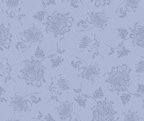Obraz premium Chinese ornament classic chrysanthemums on a graphic background shades of blue 