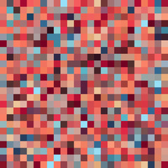 Seamless abstract background with orange, pink, red, blue  squares, vector illustration