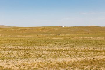 house on the horizon, Gobi Desert, Inner Mongolia, China, beautiful landscape