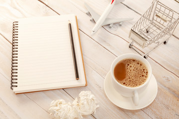 Office desk table of Business workplace and business objects