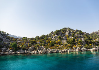 Mediterranean Turkey. Kekova Island is a sunken city. Azure sea. Beautiful landscape.