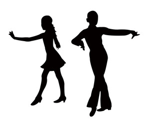 Obraz na płótnie Canvas teenager couple dancing silhouette vector