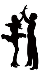 teenager couple dancing silhouette vector