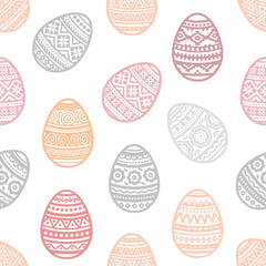 Seamless pattern of easter egg vector flat icons painted in traditional style. Eggs isolated vector. Easter eggs for Easter holidays design. Eggs icons flat modern style.