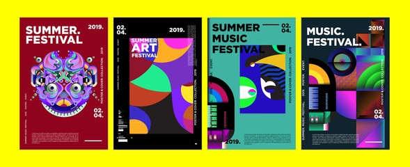 Summer Colorful Art and Music Festival Poster and Cover Template for Event, Magazine, and Web Banner.