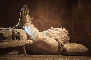 Tomb of Camoes in Jeronimos monastery. Lisbon Portugal