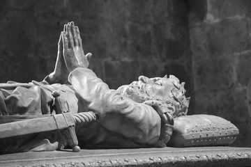 Tomb of Camoes in Jeronimos monastery. Lisbon Portugal
