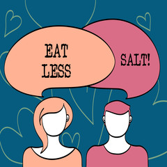 Text sign showing Eat Less Salt. Conceptual photo Reduce the amount of sodium in your diet eating healthy