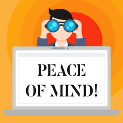 Conceptual hand writing showing Peace Of Mind. Business photo text To be peaceful happy with things you have done and accomplish