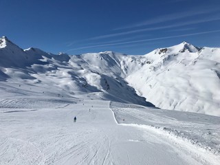 skiing in alps