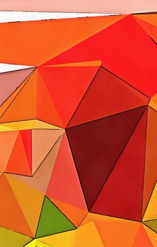 Abstract polygonal texture background. Colorful triangles geometric design. Unusual fashion style of low poly pattern.