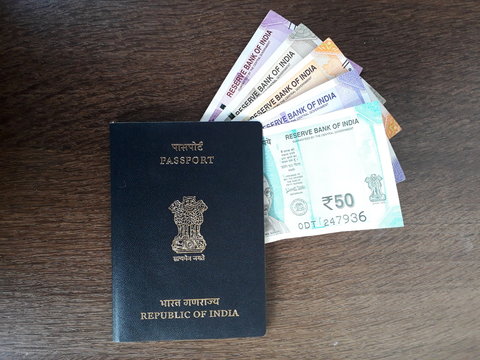INDIAN PASSPORT AND CURRENCY