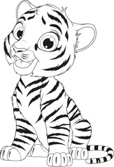 Fototapeta na wymiar Funny cute tiger cub