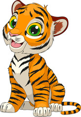 Fototapeta na wymiar Funny cute tiger cub