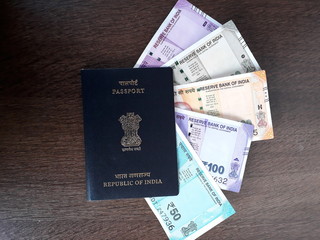 INDIAN PASSPORT AND CURRENCY