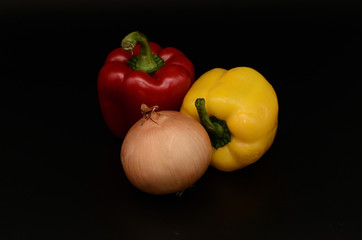 vegetables on black background