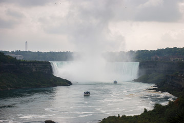 Niagara Falls and tourist boats