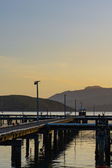 Obraz premium Hazy sunset over marina