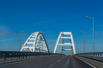 New modern Crimean auto bridge through Kerch Strait, connecting Kerch and Taman Peninsula, Crimea, Russia