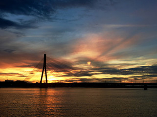 Sunset over river Daugava