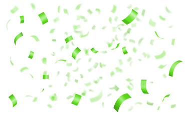Falling shiny green confetti
