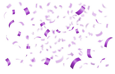 Falling shiny violet confetti