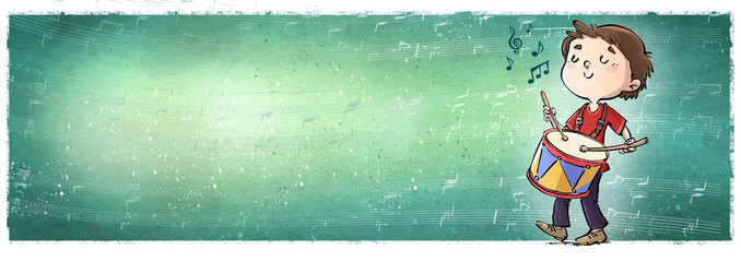 niño con tambor tocando musica © cirodelia