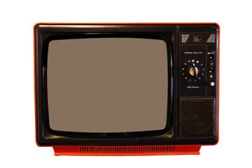 Vintage Television or old retro TV on isolated white background with clipping path.