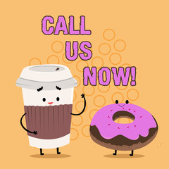 Word writing text Call Us Now. Business concept for Communicate by telephone to contact help desk support assistance